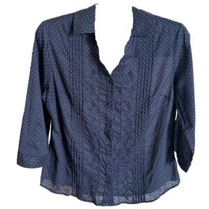 Charter Club Women's Polka Dot Button-Down Blouse, Medium